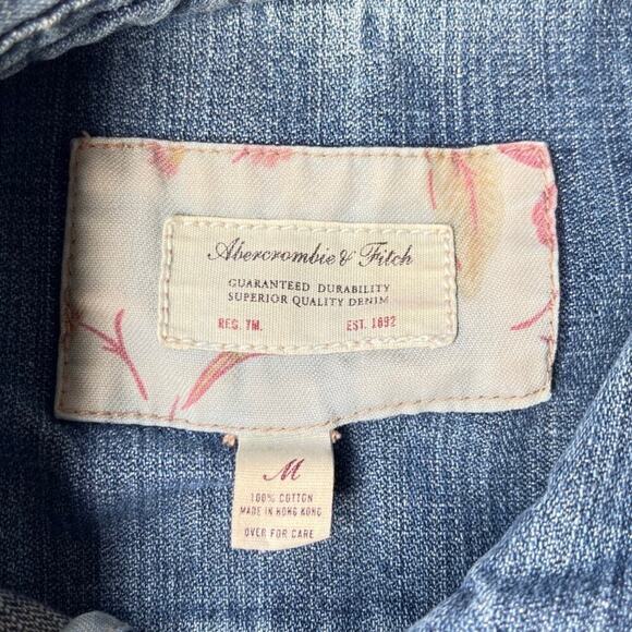 Abercrombie & Fitch Vintage 90s Y2K Distressed Denim Jean Jacket – Size M - Picture 4 of 11